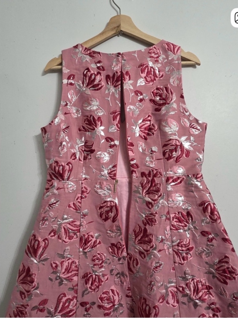 kate spade Pink Floral Midi Dress with Silver Accents - Picture 2 of 2